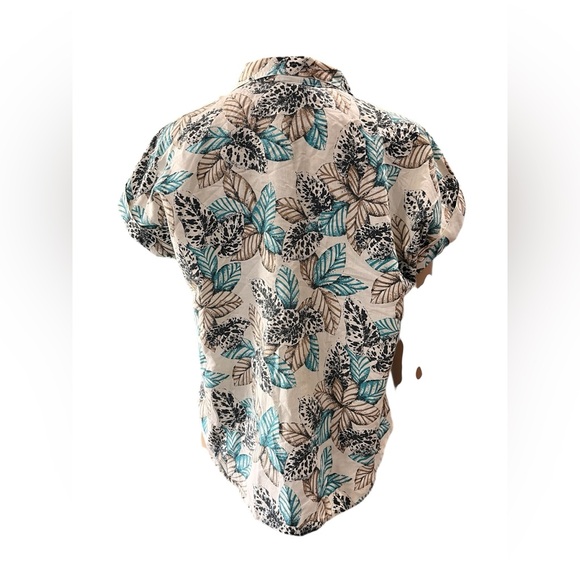 Vintage 80’s 90’s Tropical Leaf Print boxy Women's Top-L - Picture 4 of 7